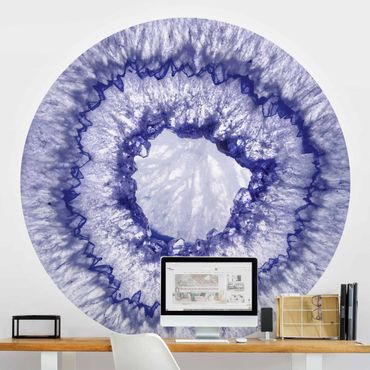 Papier peint rond autocollant - Blue Purple Crystal