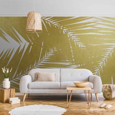 Metallic wallpaper - View Through Golden Palm Leaves