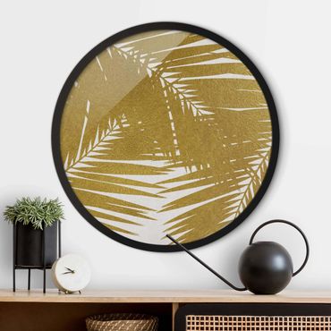 Tableau rond encadré - View Through Golden Palm Leaves