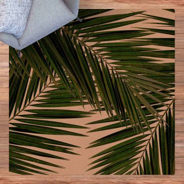 Tapis en liège - View Through Green Palm Leaves - Carré 1:1