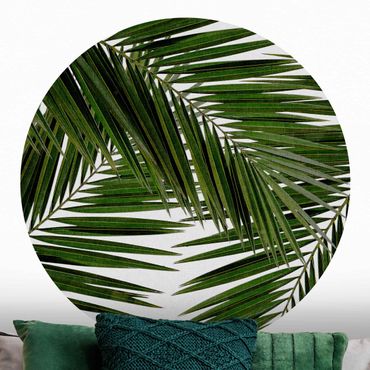 Papier peint rond autocollant - View Through Green Palm Leaves