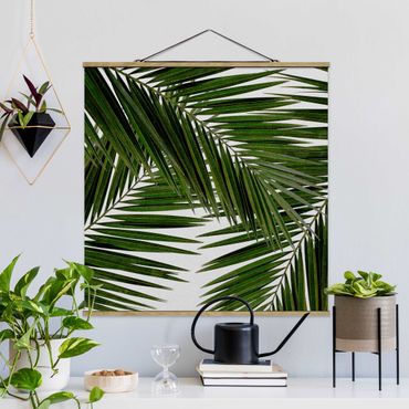 Tableau en tissu avec porte-affiche - View Through Green Palm Leaves - Carré 1:1