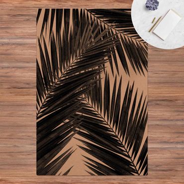 Tapis en liège - View Through Palm Leaves Black And White - Format portrait 2:3