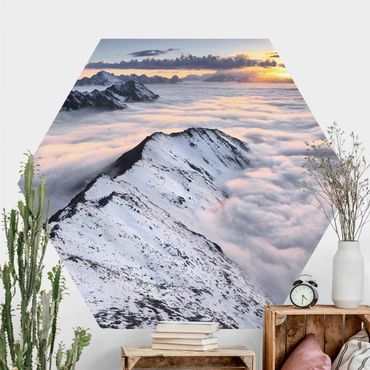 Papier peint hexagonal autocollant avec dessins - View Of Clouds And Mountains