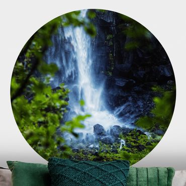 Papier peint rond autocollant - View Of Waterfall