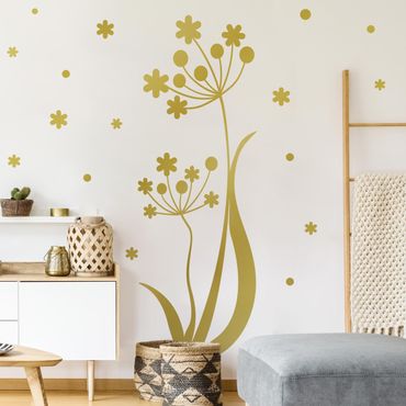 Sticker mural - Dandelion in the wind with flowers