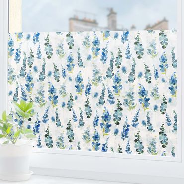 Décoration pour fenêtre - Fleurs en bleu
