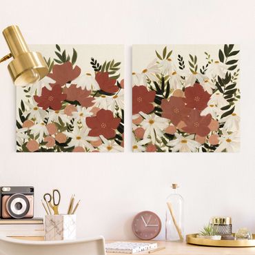 Impression sur toile - A Variety Of Flowers In Pink And White
