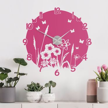 Sticker mural horloge - Flower Meadow Clock