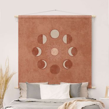 Tenture murale - Boho Phases Of the Moon With Sun