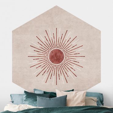 Papier peint panoramique hexagonal autocollant - Boho Sun I