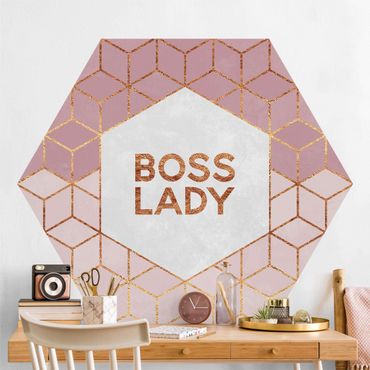 Papier peint hexagonal autocollant avec dessins - Boss Lady Hexagons Pink