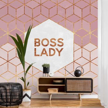 Papier peint - Boss Lady Hexagons Pink