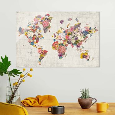 Tableau en verre - Botanical world map