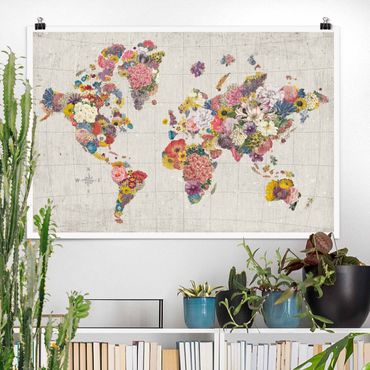Poster reproduction - Botanical world map