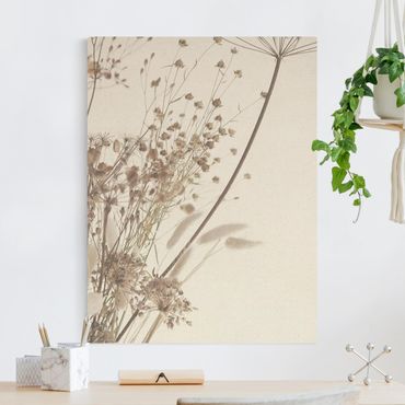 Tableau sur toile naturel - Bouquet Of Ornamental Grass And Flowers - Format portrait 3:4