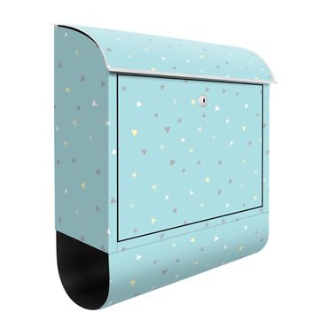 Letterbox - Colourful Drawn Pastel Triangles On Blue