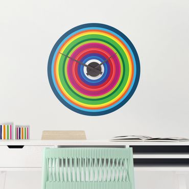 Sticker mural horloge - Colourful Circles