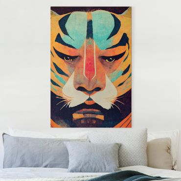 Impression sur toile - Colourful Tiger Illustration - Format portrait 2x3