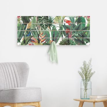 Porte-manteau en bois - Colourful Tropical Rainforest Pattern