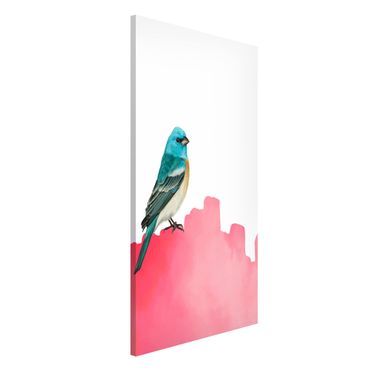 Tableau magnétique - Bird On Pink Backdrop