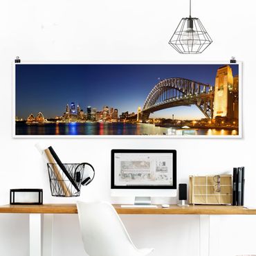 Poster panoramique architecture & skyline - Sydney At Night