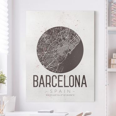 Impression sur toile - Barcelona City Map - Retro