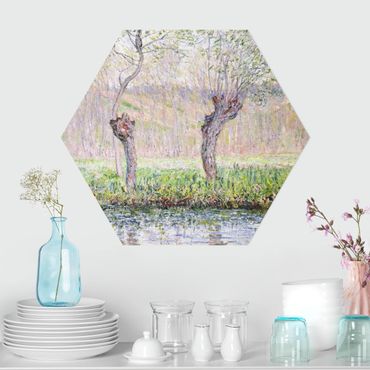 Hexagone en alu Dibond - Claude Monet - Willow Trees Spring