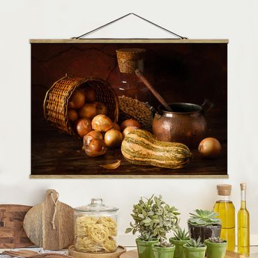 Tableau en tissu avec porte-affiche - Still Life With Onions