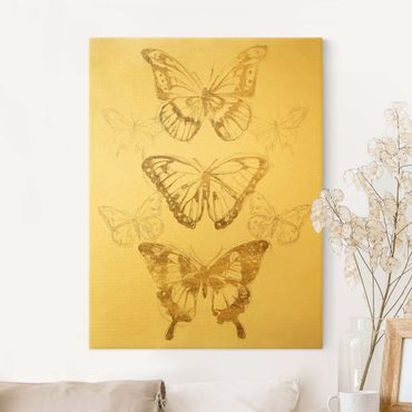 Tableau sur toile or - Butterfly Composition In Gold II