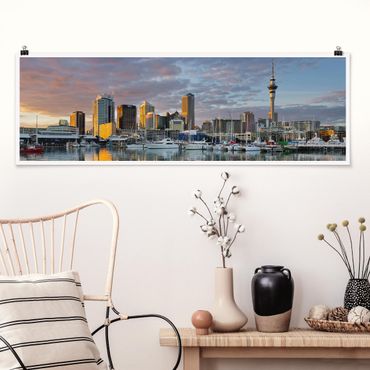 Poster panoramique architecture & skyline - Auckland Skyline Sunset