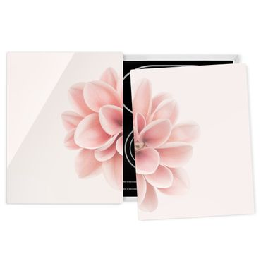 Cache plaques de cuisson en verre - Dahlia Pink Pastel Flower Centered