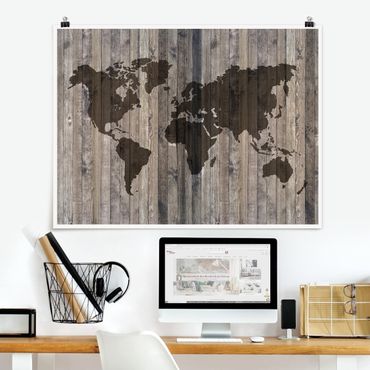 Poster - Wood World Map