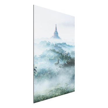 Tableau sur aluminium - Morning Fog Over The Jungle Of Bagan