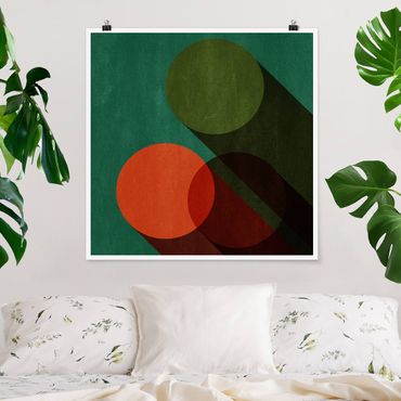 Poster - Abstract Shapes - Circles In Green And Red