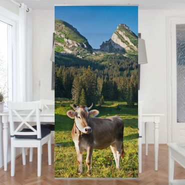 Panneau de séparation - Swiss Alpine Meadow With Cow
