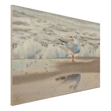 Impression sur bois - Seagull On The Beach In Front Of The Sea