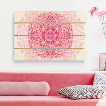 Impression sur bois - Mandala Watercolour Ornament Pink