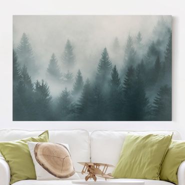 Impression sur toile - Coniferous Forest In Fog