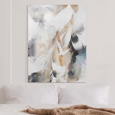 Tableau sur toile - Golden Abstract Winter Painting