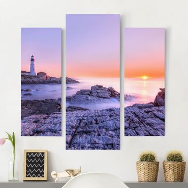 Impression sur toile 3 parties - Lighthouse In The Morning