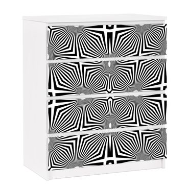 Papier adhésif pour meuble IKEA - Malm commode 4x tiroirs - Abstract Ornament Black And White