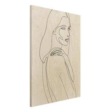 Impression sur bois - Line Art Woman's Shoulder Black And White