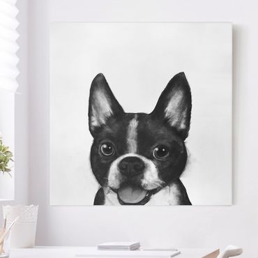 Tableau sur toile - Illustration Dog Boston Black And White Painting