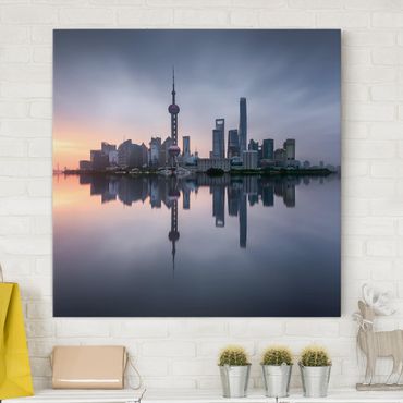Impression sur toile - Shanghai Skyline Morning Mood