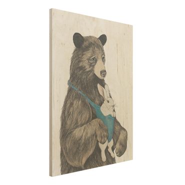 Impression sur bois - Illustration Bear And Bunny Baby