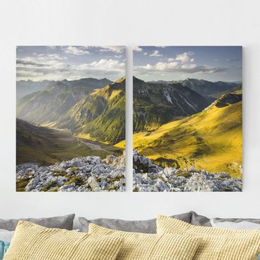 Impression sur toile 2 parties - Mountains And Valley Of The Lechtal Alps In Tirol