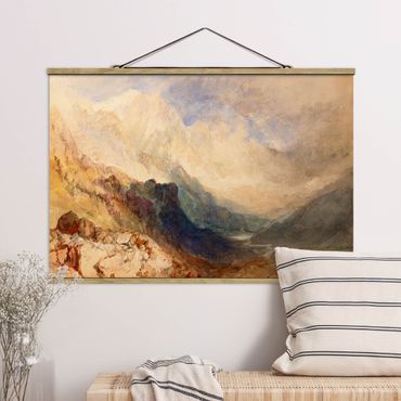 Tableau en tissu avec porte-affiche - William Turner - View along an Alpine Valley, possibly the Val d'Aosta