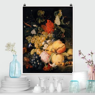 Poster - Jan van Huysum - Fruits, Flowers and Insects