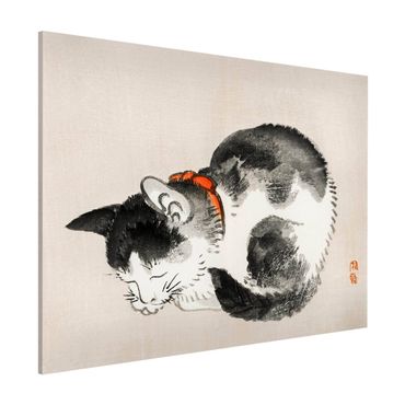 Tableau magnétique - Asian Vintage Drawing Sleeping Cat